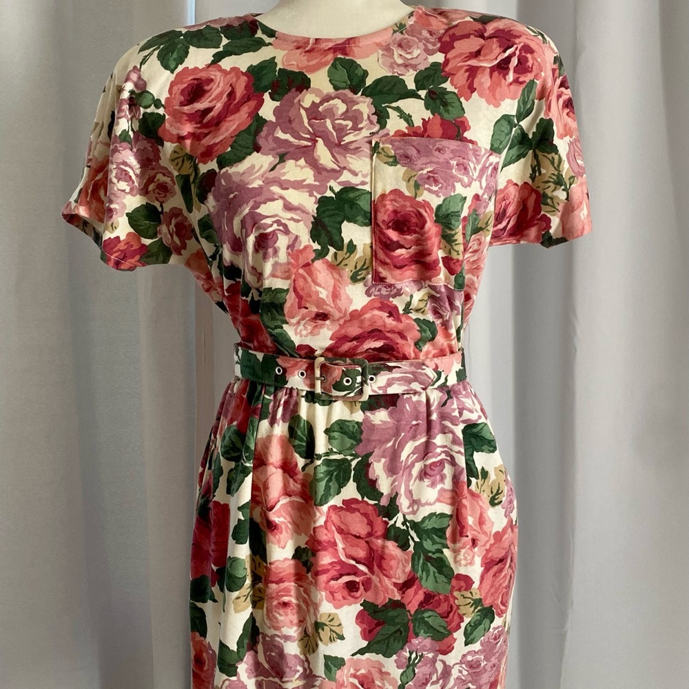 Carol Anderson Vintage Floral Print Belted Dress